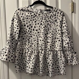 SHEIN Black and White Polka Dot Blouse